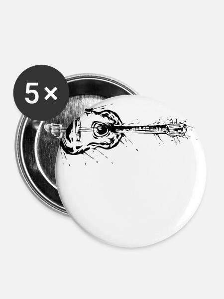 Gitarre - Buttons klein 25 mm (5er Pack) - Weiß