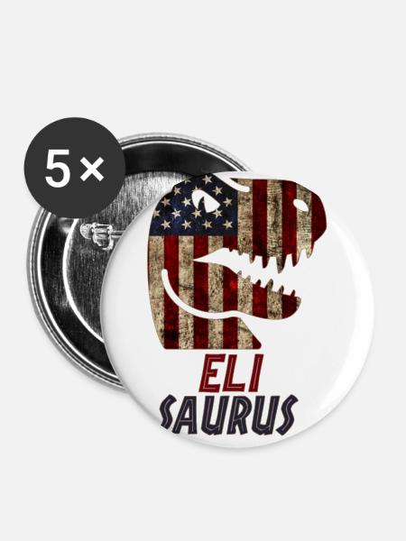 Patriotic Eli Dinosaur Elisaurus - Buttons klein 25 mm (5er Pack) - Weiß
