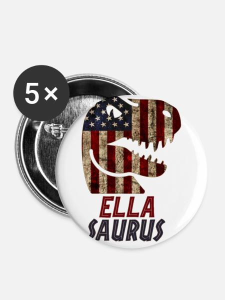 Patriotic Ella Dinosaur Ellasaurus - Buttons klein 25 mm (5er Pack) - Weiß
