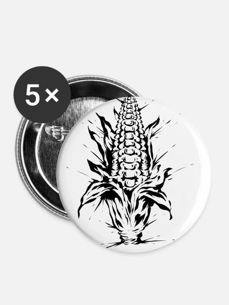 Mais Maiskolben - Buttons klein 25 mm (5er Pack) - Weiß