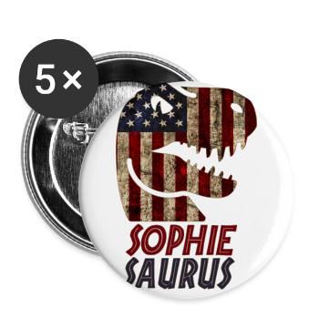 Patriotic Sophie Dinosaur Sophiesaurus - Buttons klein 25 mm (5er Pack) - Weiß - Vorne