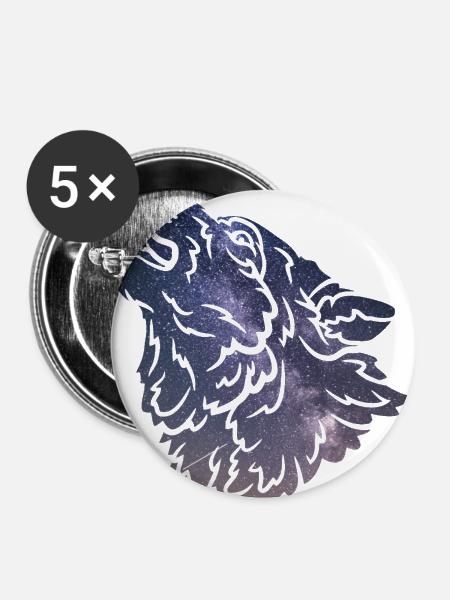 Wolf silhouette Galaxy - Buttons klein 25 mm (5er Pack) - Weiß