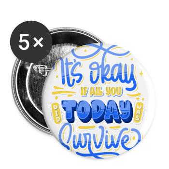 Taux de motivation santé mentale - Lot de 5 petits badges (25 mm) - blanc - Devant