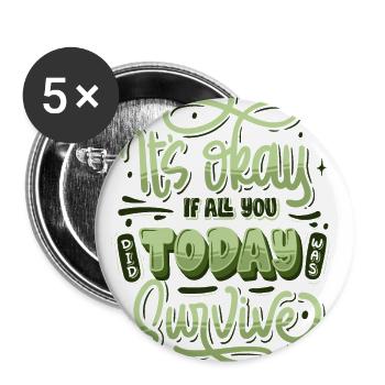 Taux de motivation santé mentale - Lot de 5 petits badges (25 mm) - blanc - Devant