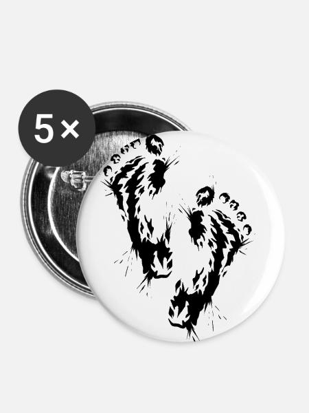 Fußabdruck Barfuß - Buttons klein 25 mm (5er Pack) - Weiß