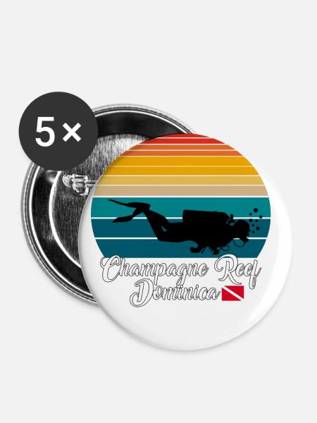 Reef Dominica Diving - Buttons klein 25 mm (5er Pack) - Weiß