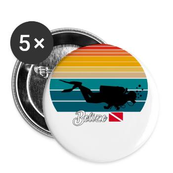 Belize Scuba Diving Gift - Buttons klein 25 mm (5er Pack) - Weiß - Vorne