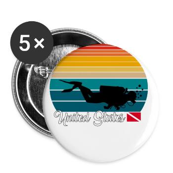 Poison de plongée sous-marine aux États-Unis - Lot de 5 petits badges (25 mm) - blanc - Devant