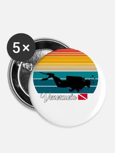 Venezuela Scuba Diving Gift - Buttons klein 25 mm (5er Pack) - Weiß