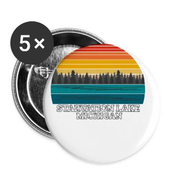 Famine Lac Michigan - Lot de 5 petits badges (25 mm) - blanc - Devant
