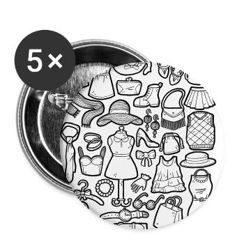 Boutique & Fashion Doodles - Buttons small 1''/25 mm (5-pack) - white - Front