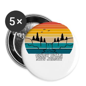 Great Falls New Jersey - Lot de 5 petits badges (25 mm) - blanc - Devant