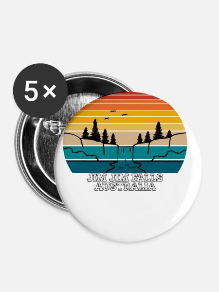 Jim Jim Falls Australia - Buttons klein 25 mm (5er Pack) - Weiß