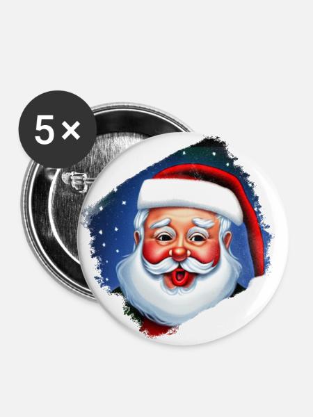 Nikolaus - Buttons klein 25 mm (5er Pack) - Weiß
