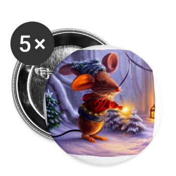 Christmas motif mouse - Buttons small 1''/25 mm (5-pack) - white - Front