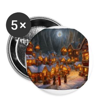 Village de Noël - Lot de 5 petits badges (25 mm) - blanc - Devant