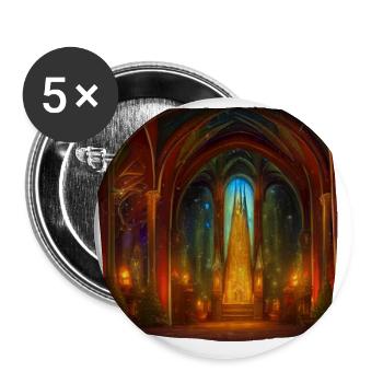 Église de Noël - Lot de 5 petits badges (25 mm) - blanc - Devant