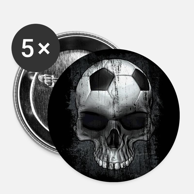 Football skull - Buttons small 1''/25 mm (5-pack) - white