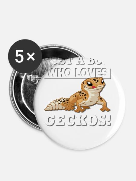 Leopardgecko - Buttons klein 25 mm (5er Pack) - Weiß