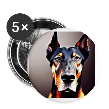 Doberman - Lot de 5 petits badges (25 mm) - blanc - Devant