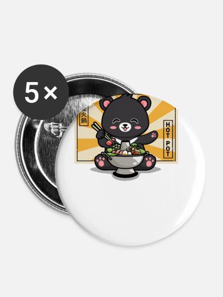 Taiwan - Buttons klein 25 mm (5er Pack) - Weiß