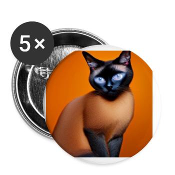 Siamkatze - Buttons klein 25 mm (5er Pack) - Weiß - Vorne