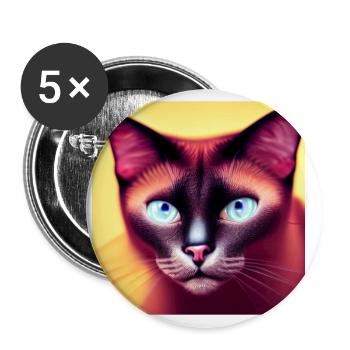 Siamkatze - Buttons klein 25 mm (5er Pack) - Weiß - Vorne