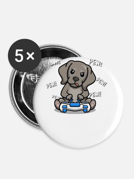 Weimaraner - Buttons klein 25 mm (5er Pack) - Weiß