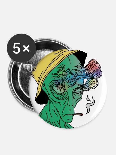 Alien 420 - Buttons klein 25 mm (5er Pack) - Weiß