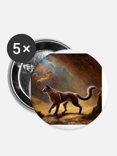 Wildkatze - Buttons klein 25 mm (5er Pack) - Weiß