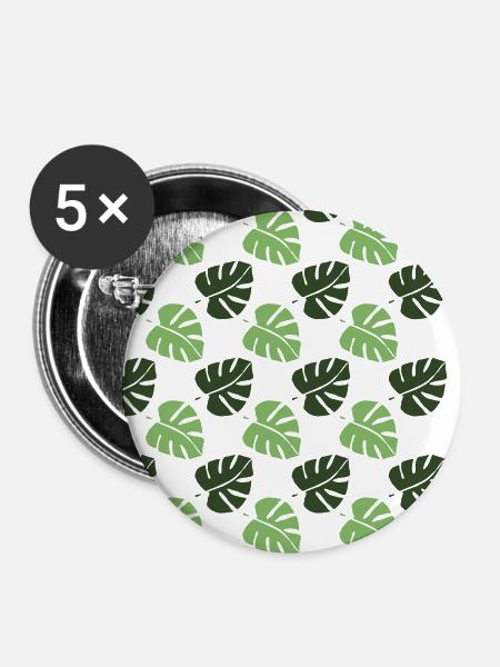 Monstera Muster - Buttons klein 25 mm (5er Pack) - Weiß