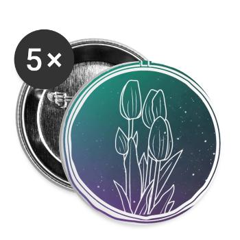 Tulipes - Lot de 5 petits badges (25 mm) - blanc - Devant