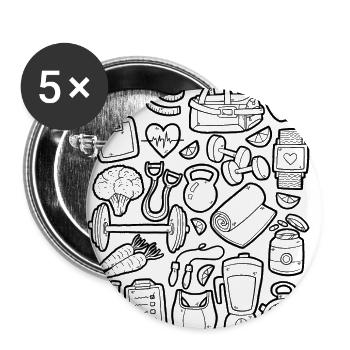 Diet Doodles Perte de poids Poids Fitness Calories - Lot de 5 petits badges (25 mm) - blanc - Devant
