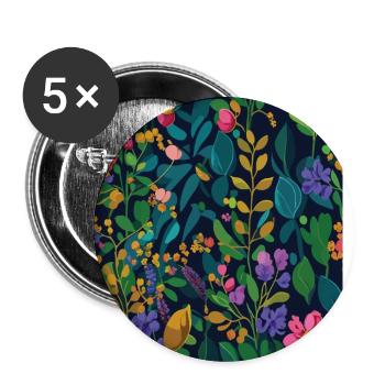 Flower Pattern Flower Meadow Summer Nature Flower - Buttons small 1''/25 mm (5-pack) - white - Front