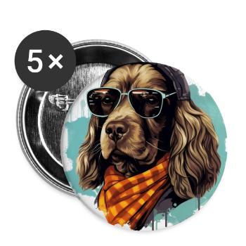 Spaniel Silhouette | Bold Dog Design Streetwear - Buttons klein 25 mm (5er Pack) - Weiß - Vorne