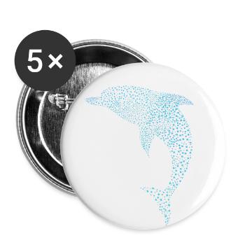 Schöner Delphin Beautiful Dolphin - Buttons small 1''/25 mm (5-pack) - white - Front