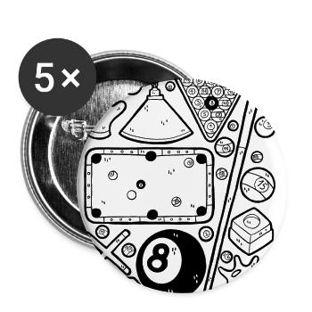 Billard - Buttons klein 25 mm (5er Pack) - Weiß - Vorne