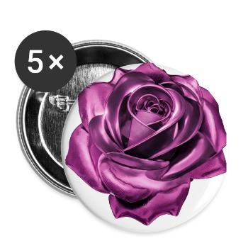 Rose, Rose, Métal, Métallique - Lot de 5 petits badges (25 mm) - blanc - Devant