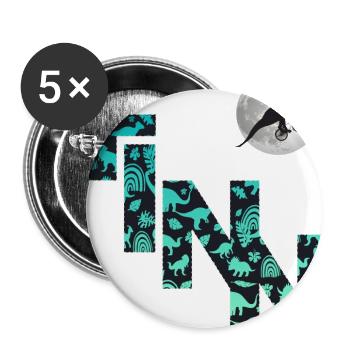 FINN - Beautiful boy name with dinosaur - Buttons small 1''/25 mm (5-pack) - white - Front