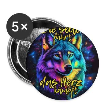 Die Seele führt, das Herz kämpft | Mut & Entschlos - Buttons klein 25 mm (5er Pack) - Weiß - Vorne