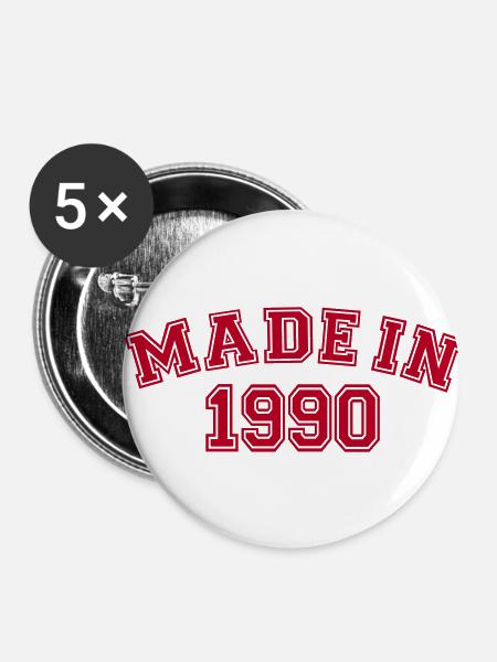 1990 - Buttons klein 25 mm (5er Pack) - Weiß
