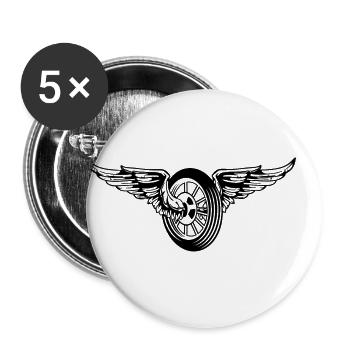 pneu moto / Mobylette / roue Ange 01_schwarz - Lot de 5 petits badges (25 mm) - blanc - Devant