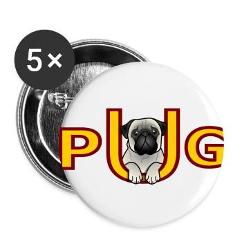 PUG - carlin - Lot de 5 petits badges (25 mm) - blanc - Devant