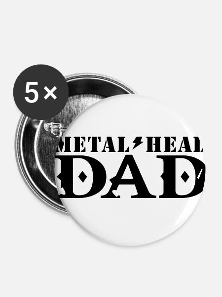 metal head papa - Buttons klein 25 mm (5er Pack) - Weiß
