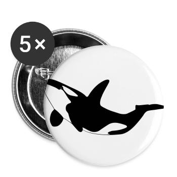 Orca - Lot de 5 petits badges (25 mm) - blanc - Devant