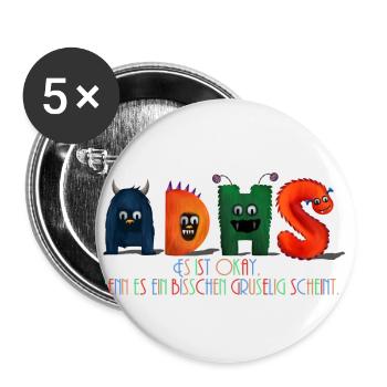 Süßes ADHS Awareness T-shirt Kinder - Buttons klein 25 mm (5er Pack) - Weiß - Vorne