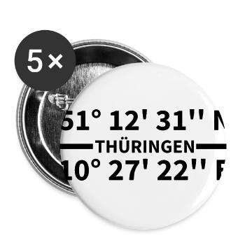 Coordonnées de Thuringe - Lot de 5 petits badges (25 mm) - blanc - Devant