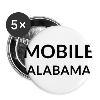 Mobile Alabama USA - Buttons small 1''/25 mm (5-pack) - white - Front