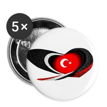 Heartveat Turkey - Buttons klein 25 mm (5er Pack) - Weiß - Vorne