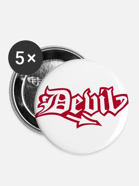 Devil - Buttons klein 25 mm (5er Pack) - Weiß